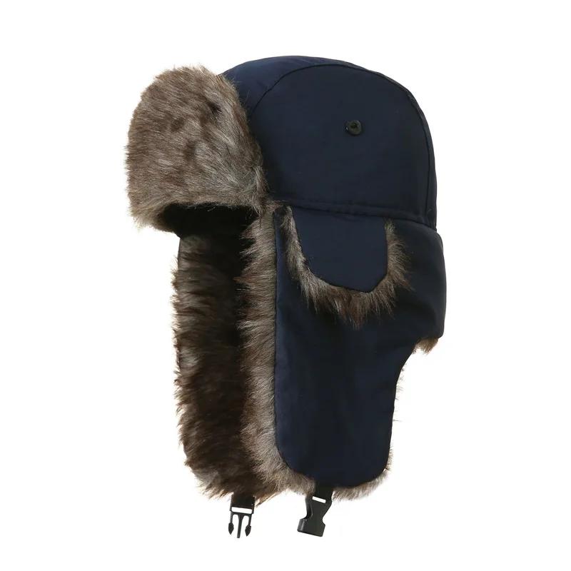 Russian Ushanka Winter Hat Mens Military Pilot Cap with Ear Muffs Windproof Cold Weather Army Style Aviator Fur Hat
