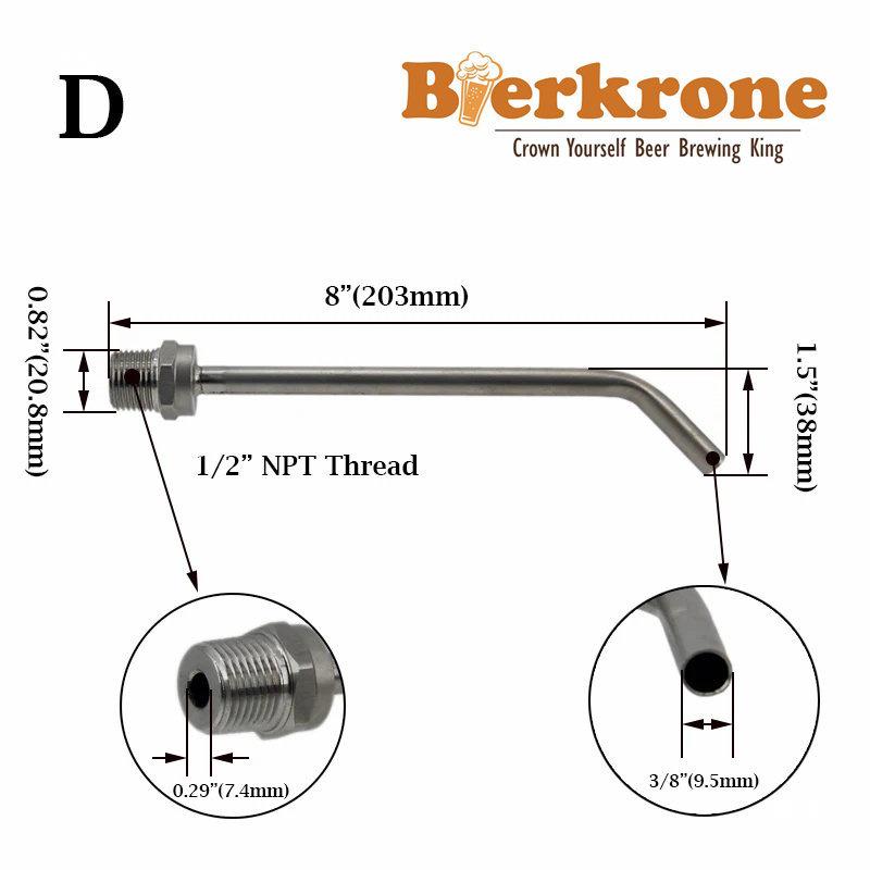 Craft Beer Keg Immersion Tube with 1/2'' NPT Male Thread Fitting