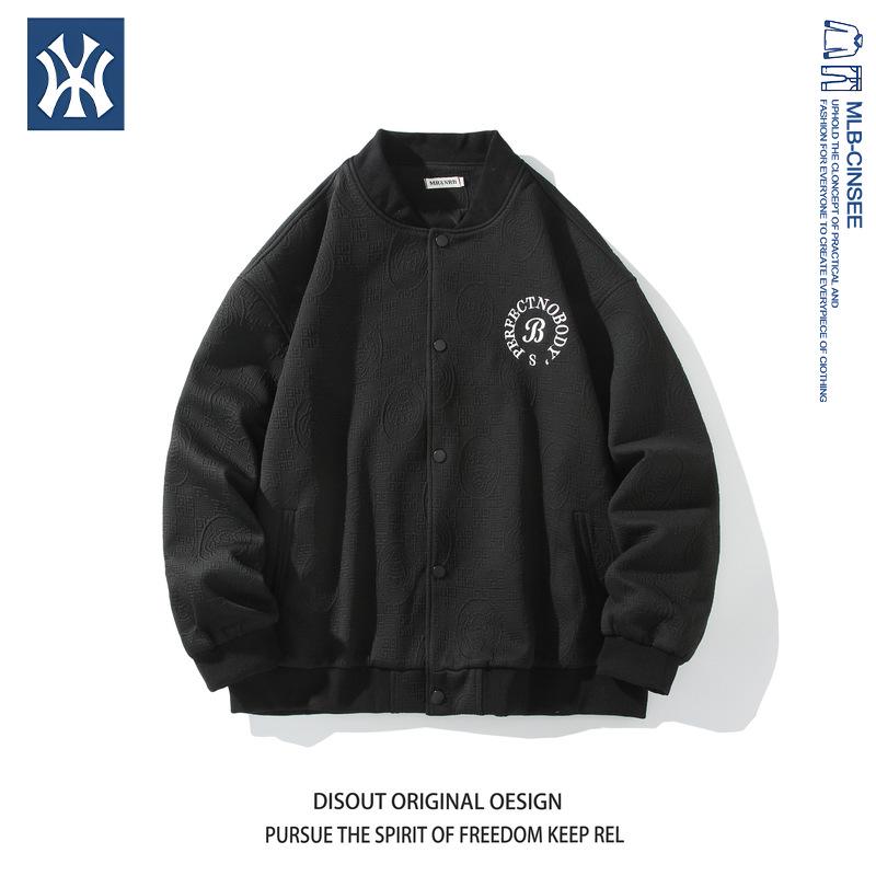 

MLB & NY Korean-Style Unisex Baseball Jacket - Trendy, High-Quality, Simple Design for Men 2XL чорний