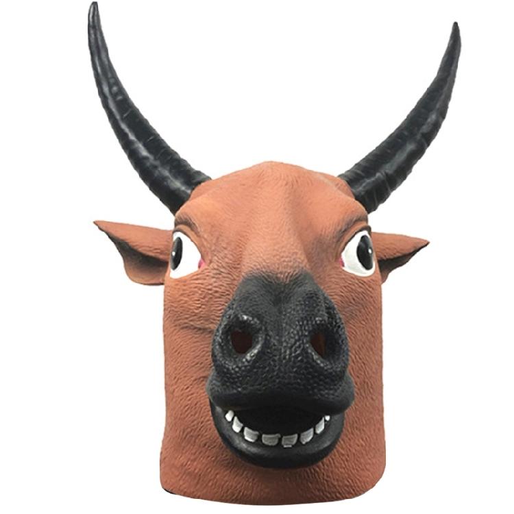 Halloween Ox Mask Animal Cosplay Mask Full Head Latex Mask For Women Man Cosplay Parties, Masquerade Animal Mask