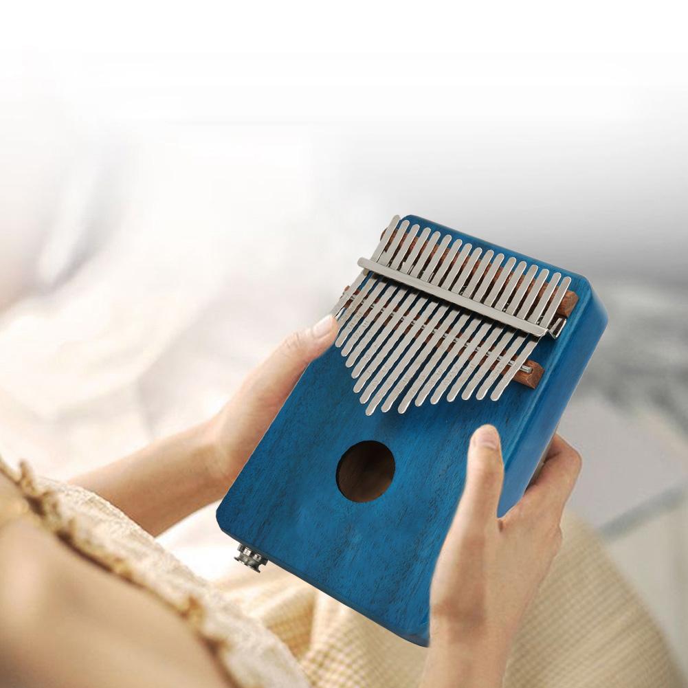 17 kláves Kalimba mahagon EQ palcové piano vestavěný snímač s přenosnou taškou Paroh soba(Modrý )