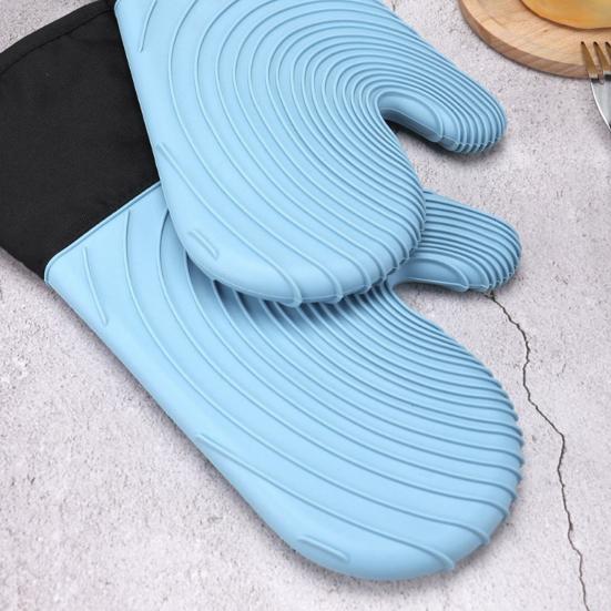 1 ks Silikonové pečicí rukavice Vodotěsné žáruvzdorné chňapky Spirálový vzor Pečicí chňapky pro vaření Kuchyňská nezbytnost