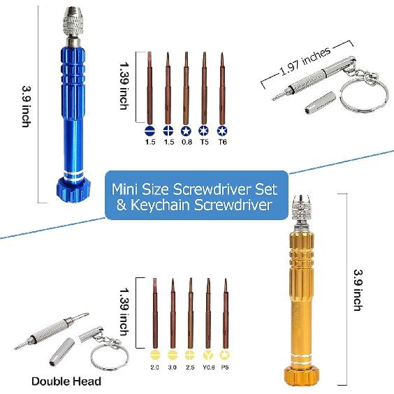 ESINAM Portable Glasses Screwdriver for Eyeglass Repairing, 13 In 1 Mutifuntional Precision Screwdriver Set for Sunglasses,Watch, Laptop,
