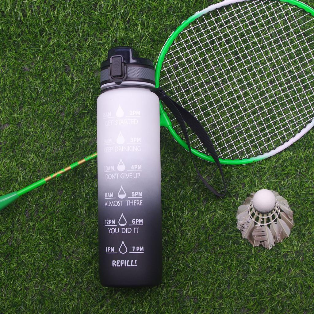 1000Ml Large Capacity Men's and Women's Matte Feel Sports Water Cup with Time Scale Kettle