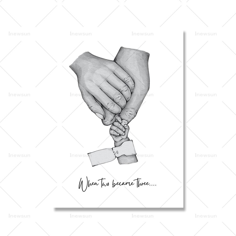 

Семья руки искусство абстрактный холст плакат отец мама ребенок настенная живопись печать скандинавские настенные картины гостиная теплый домашний декор 21x30cm No Framed