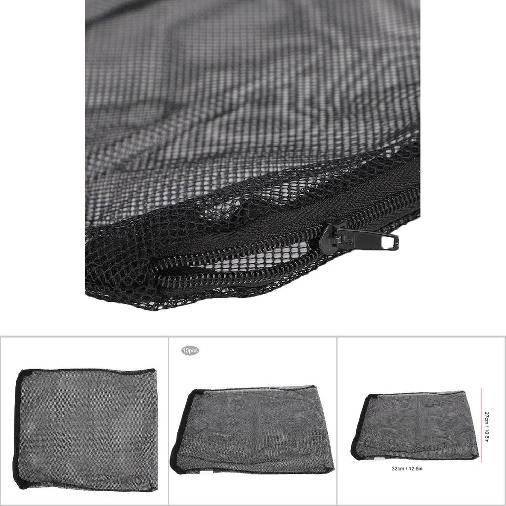 10Pcs Aquarium Fish Tanks Reusable Polyester Filter Mesh Bag with Zipper Isolation BagsBlack