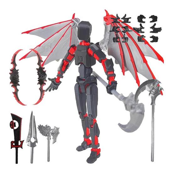3D Printed Robot Action Figure with Accessories Movable Joints Demon