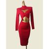 Foreign Trade Original Order American Cards Reverse Backless Red Sexy Knitted Dress Slim Fit Formal Dress