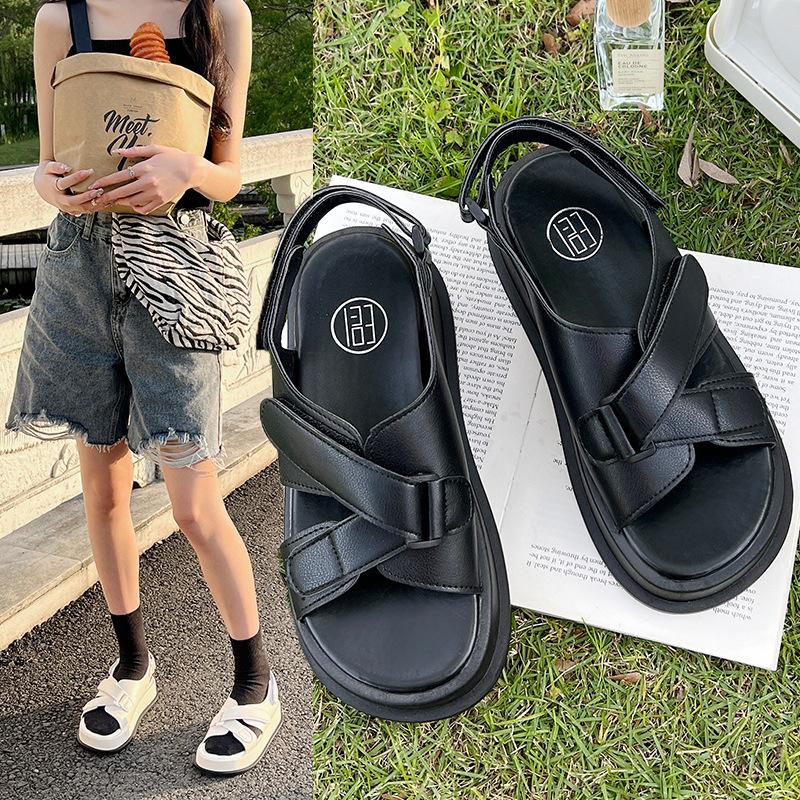 

Simple design women s shoes New year s models go out soft-soled students Velcro sandals women 35 чорний
