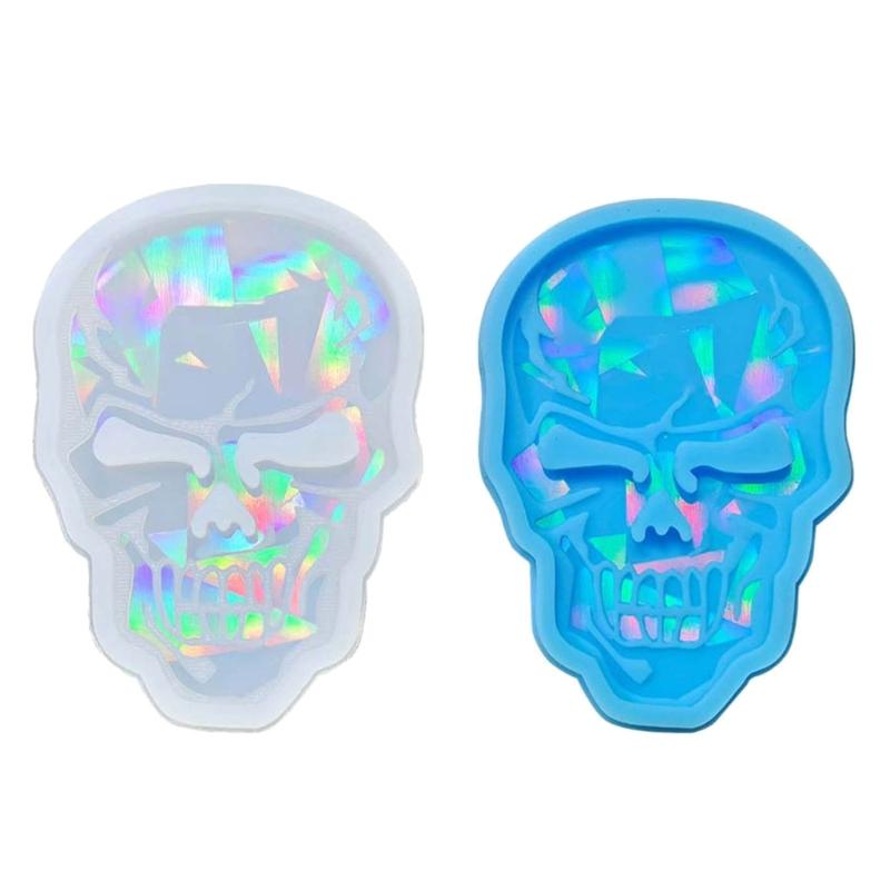 Jewelry Casting Mold Skull Shaped Silicone Mold Holographic Resin Mold for DIY Necklace Keychains Earring Pendant