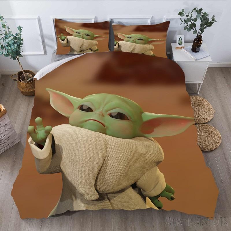 Bedding Set Anime Yoda Baby Double Twin Full Queen King Kids Bedclothes Duvet Cover Pillowcase Decoration Christmas Gifts