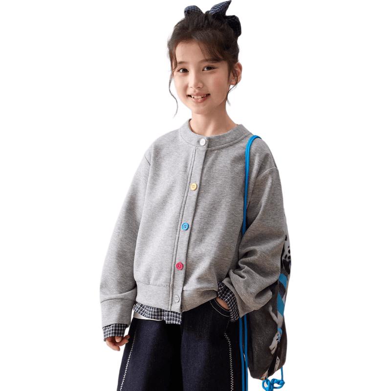LUSON Girls  Faux Two-Piece Knit Cardigan 120