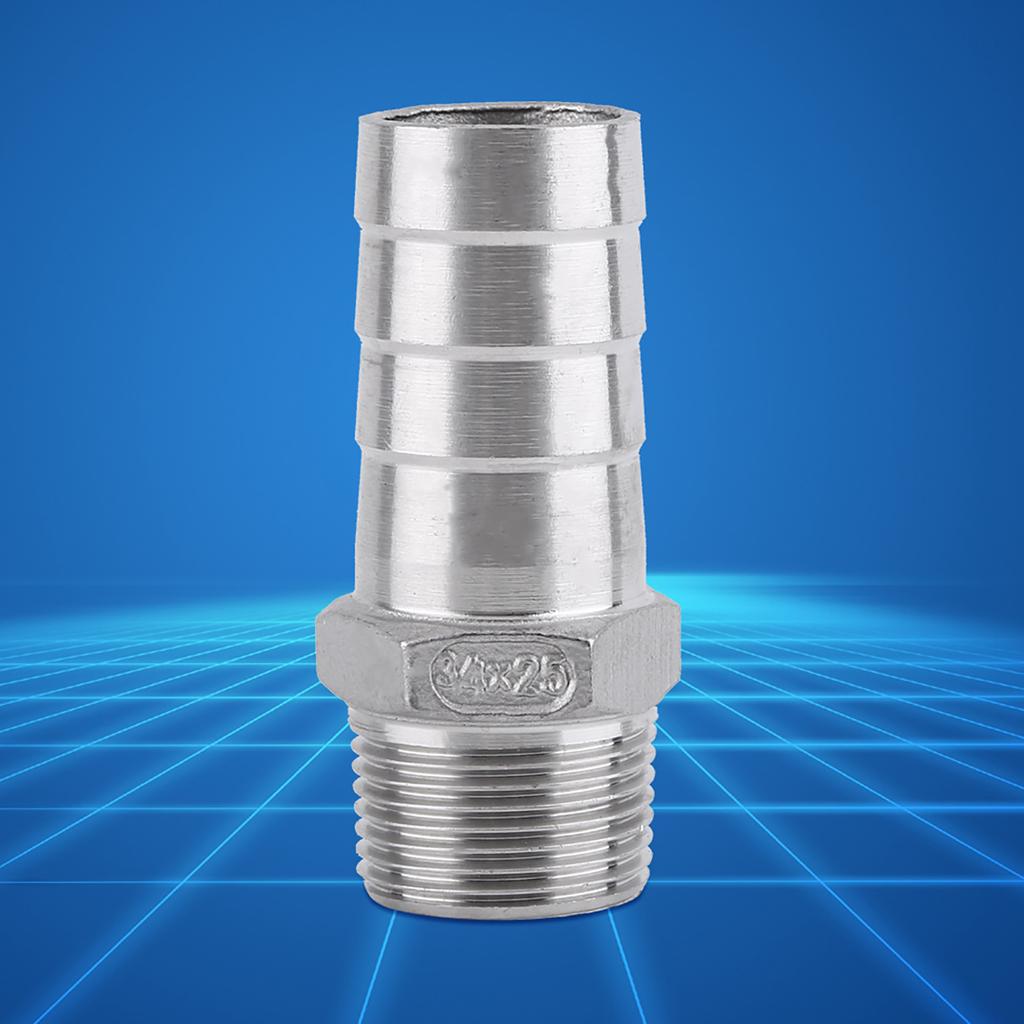 Złącze rurowe ze stali nierdzewnej z gwintem męskim, z końcówką do węża (34"x25mm)