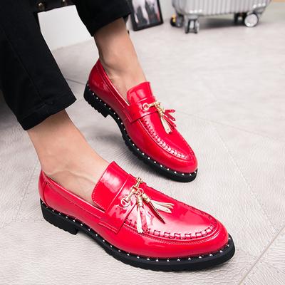 Mocasini roșii din piele moale pentru bărbați, pantofi casual cu ciucuri, uimitor, vintage, fără slip-on, pentru nunți, mărimea 37-44