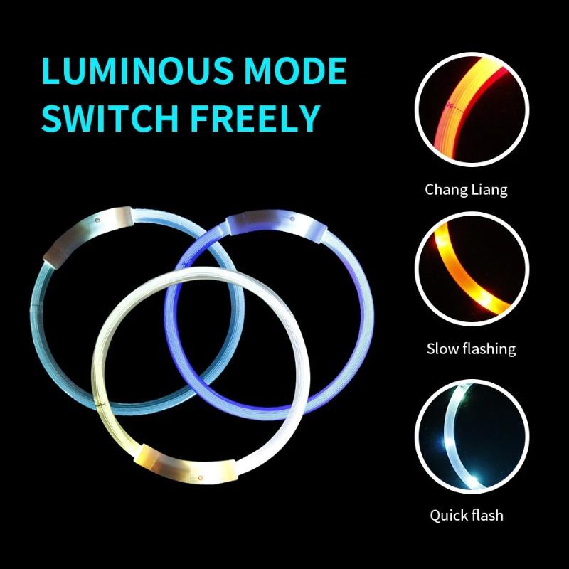 USB Rechargeable LED Fiber Optic Collar for Pets Luminous Anti-Lost Dog Accessory Outdoor Light Collar