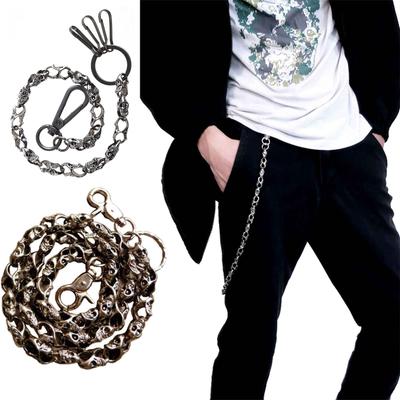 Heavy Strong Biker Wallet Chain Punk Skull-Head Chain Metal Keychain Clasp Chain
