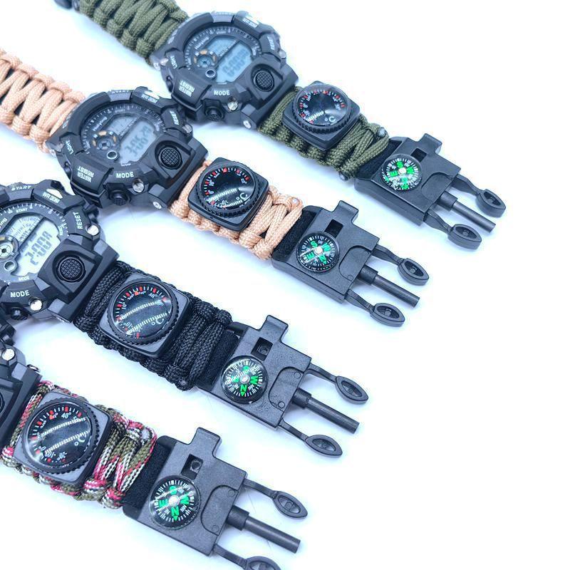 Corda per ombrello orologio impermeabile multifunzione sopravvivenza all'aperto Braccialetto corda per ombrello regolabile orologio avventura campeggio all'aperto
