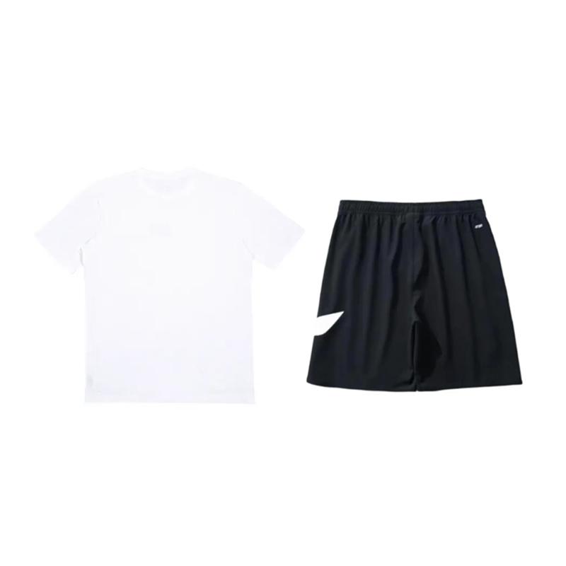 Li-Ning Gradient Logo Print Fashion Loose Versatile Round Neck Short Sleeve T-Shirt Casual Sports Set Unisex Tops YHST171-1+YKSV197-2