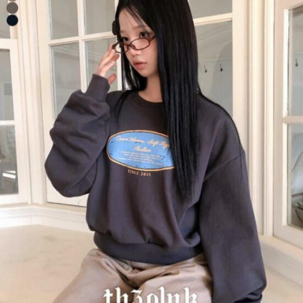 The Pink Loose Fit Vintage Crack Printing Sweatshirt