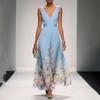 Summer Sexy V Neck Floral Chiffon Dress With Tie Waist For Casual And Party Wear
