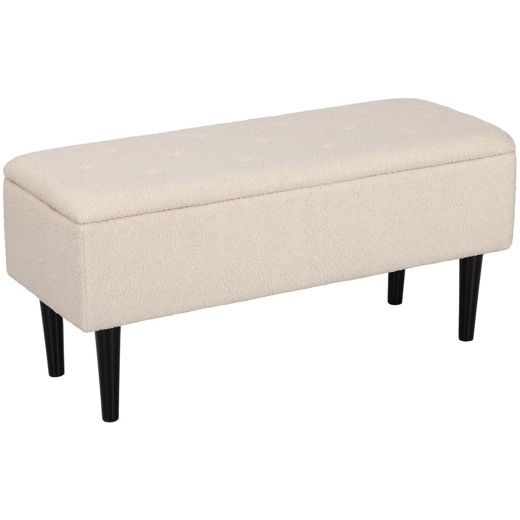 57L Teddy Fleece Storage Ottoman - Cream