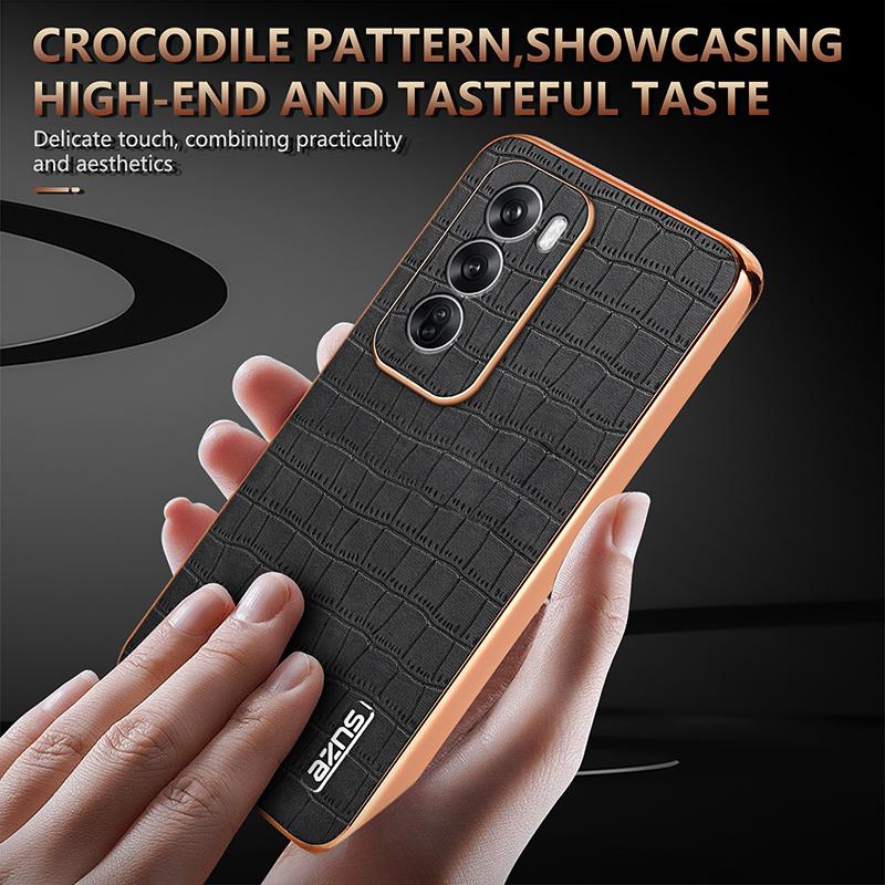 Luxury Fashion Crocodile Pattern Electroplating Design Leather Phone Case For OPPO Reno 13 12 12Pro 5G Back Cover