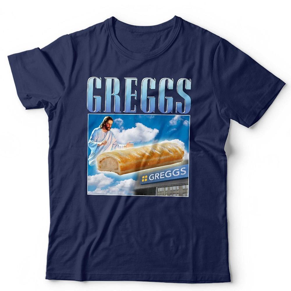 Greggs Tshirt Appreciation Unisex Kids Funny Sausage Roll Jesus Pasty Present S