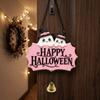 Halloween Decorative Hanging Sign Cute Ghost Skull Hanging Plaque Cute Halloween Sign Cartoon Bell Hanging Wooden Sign For Shop
