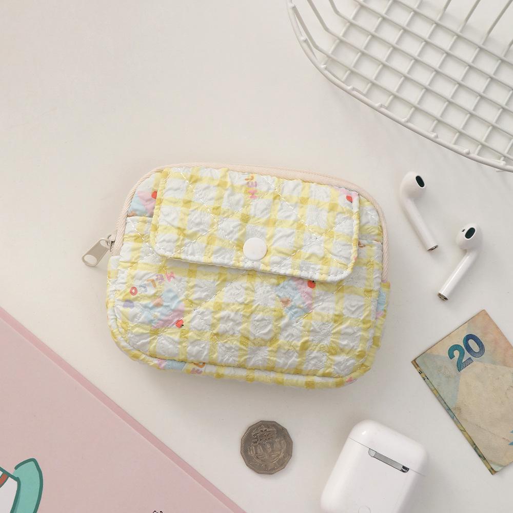 Striped Polka Dot Quilted Cotton Mini Coin and Makeup Purse
