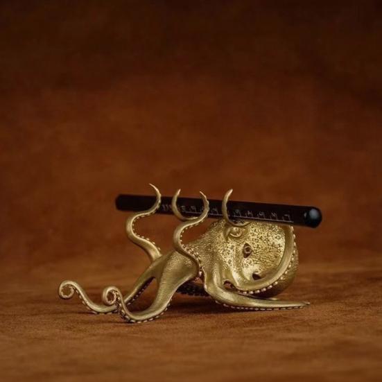 Oktopus Handyhalter Retro Metall Oktopus Handy Ständer Multifunktionaler Schreibtisch Stifthalter Sammlerstück Tier Skulptur für Schreibtisch Dekoration