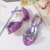 2025 New Summer Girls' Princess Sandals - Soft Sole Butterfly Crystal High Heels for Kids