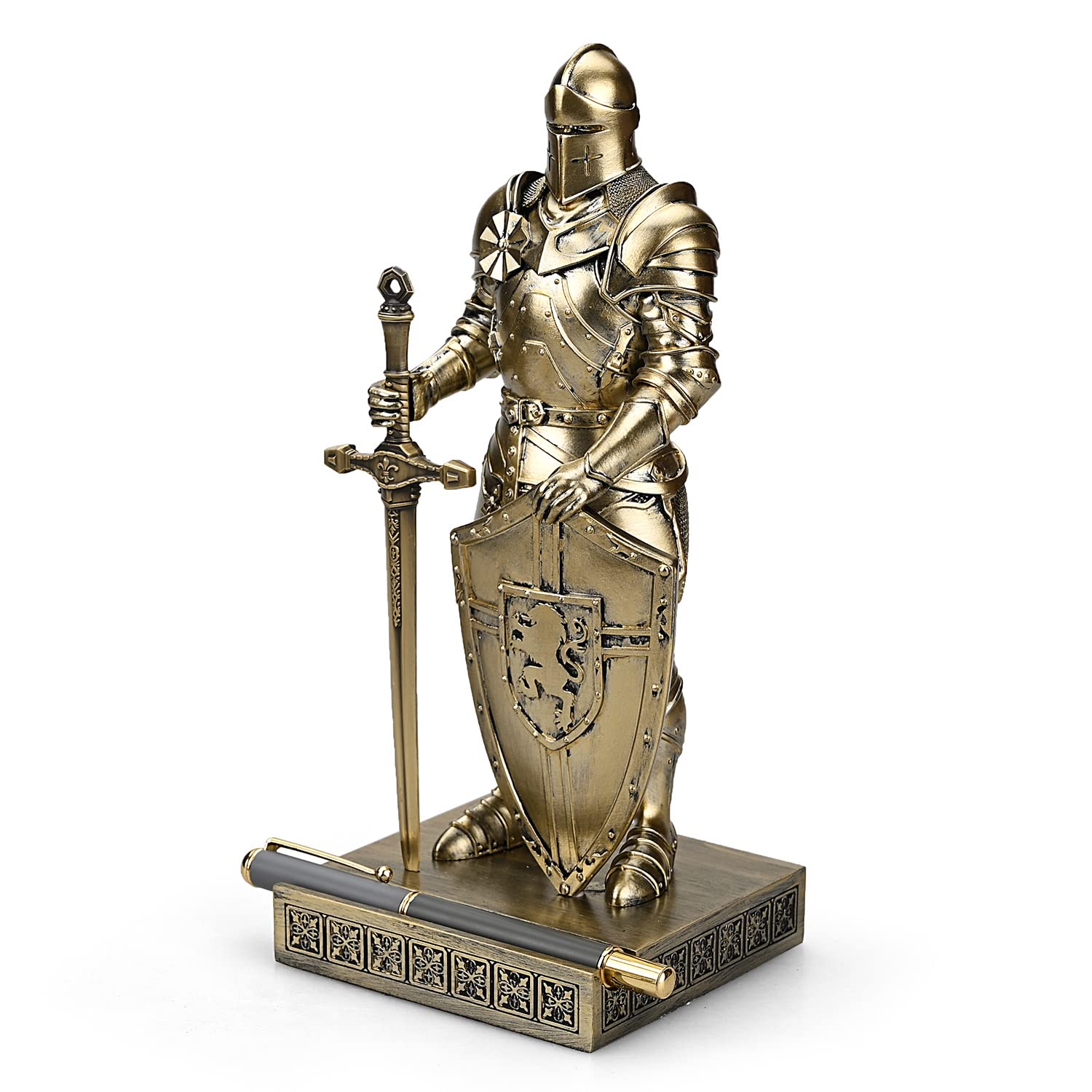 

HDMbigmi Kingsguard Ornament Knight Statue Desk Tabletop Accessories Pen Holder Pen Stand Paperweight for Office and Home (Bronze) бронзовий