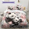 Panda and Rose Pattern Bedding Home Decoration Birthday Gift (1 * duvet cover + 2 * pillowcase, without core)