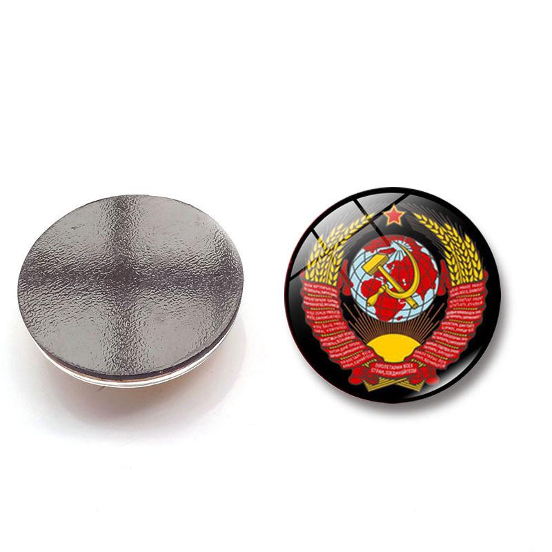 Cccp Soviet Army Red Star Brooches Pin Glass Cabochon Art Round Badges Logo Collarpins Jewelry For Friends Gift