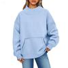 Women's Fashionable Solid Color Round Neck Long Sleeved Sports Casual Pullover Sweatshirt Top