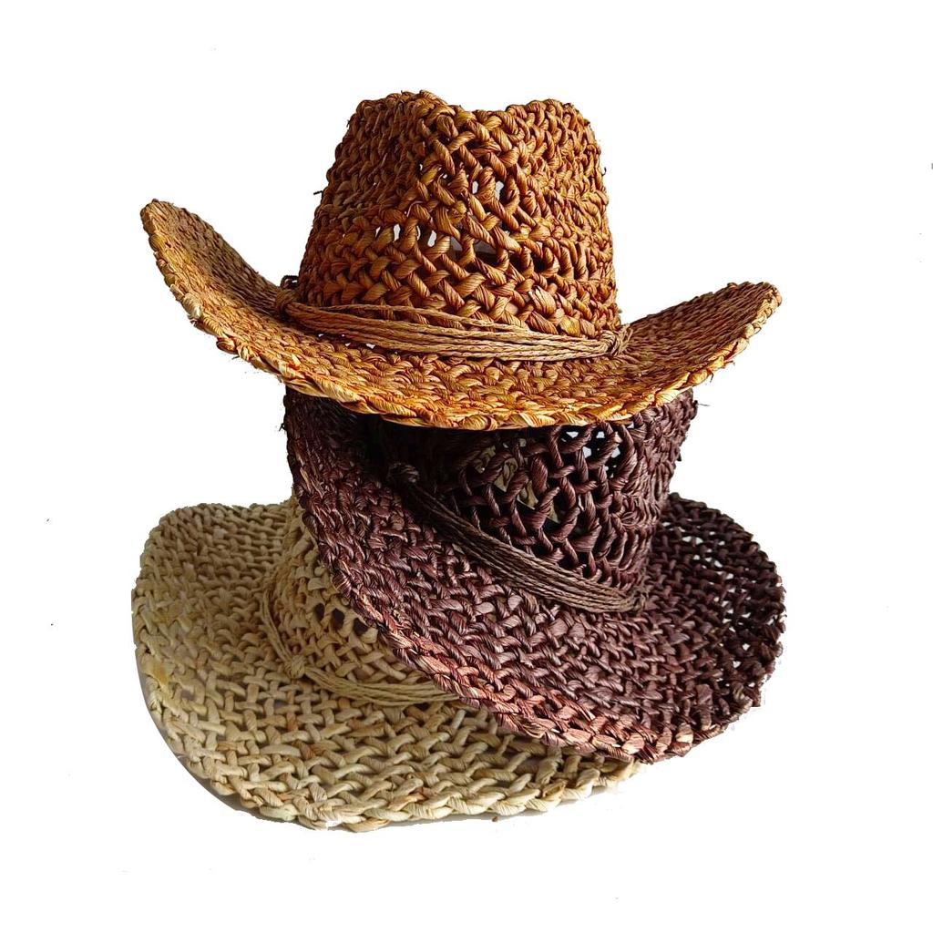 Maiskolbenmaterial Cowboy Western Strohhut Strasssteine mit hochgebogenem Rand Sonnenschutz Cowboyhut Sombrero Cowboy