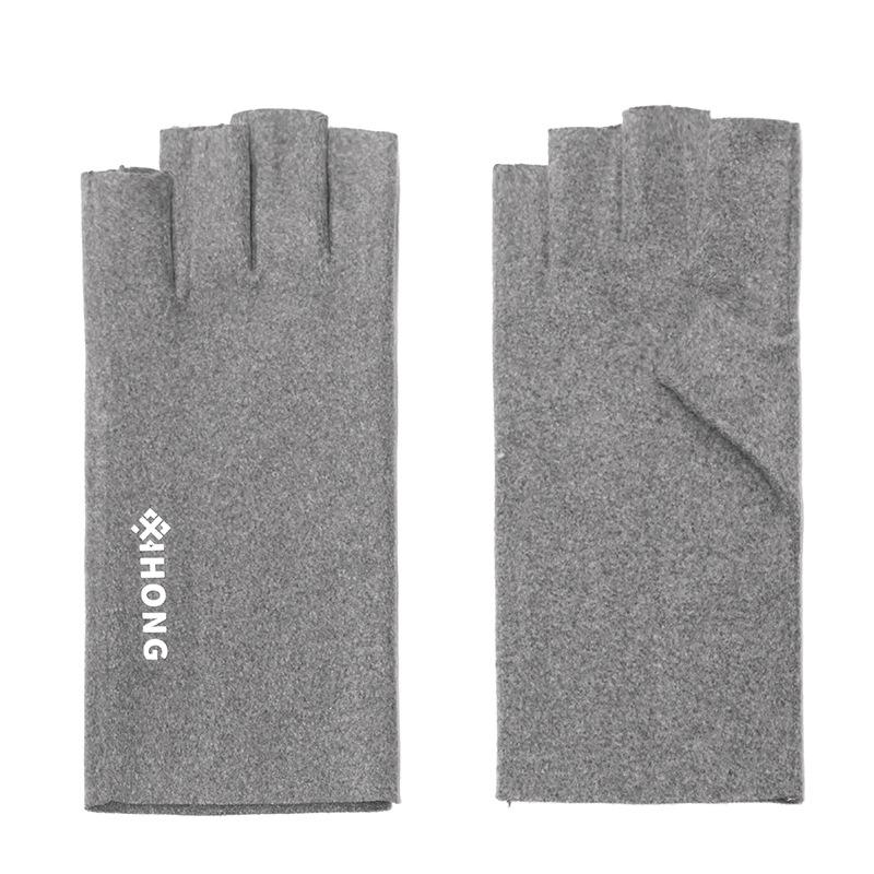 Winter Women's Gloves Thermal Solid Color Mittens New Thin Style Gloves Half-finger For Cold Weather Typing Working Driving