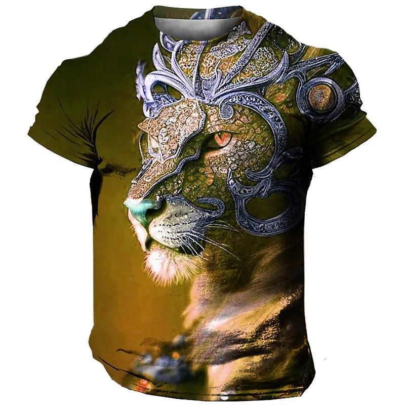 Übergroßes Herren-T-Shirt 3D Löwen-Print T-Shirts Tops Sommer Lässig Herren Tiermuster T-Shirt Streetwear Damen Mode Kleidung