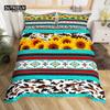 Cowhide Sunflower Duvet Cover Western Farm Animal Skin Bedding Set Microfiber Cow Fur Comforter Cover Twin For Boys Girls Room