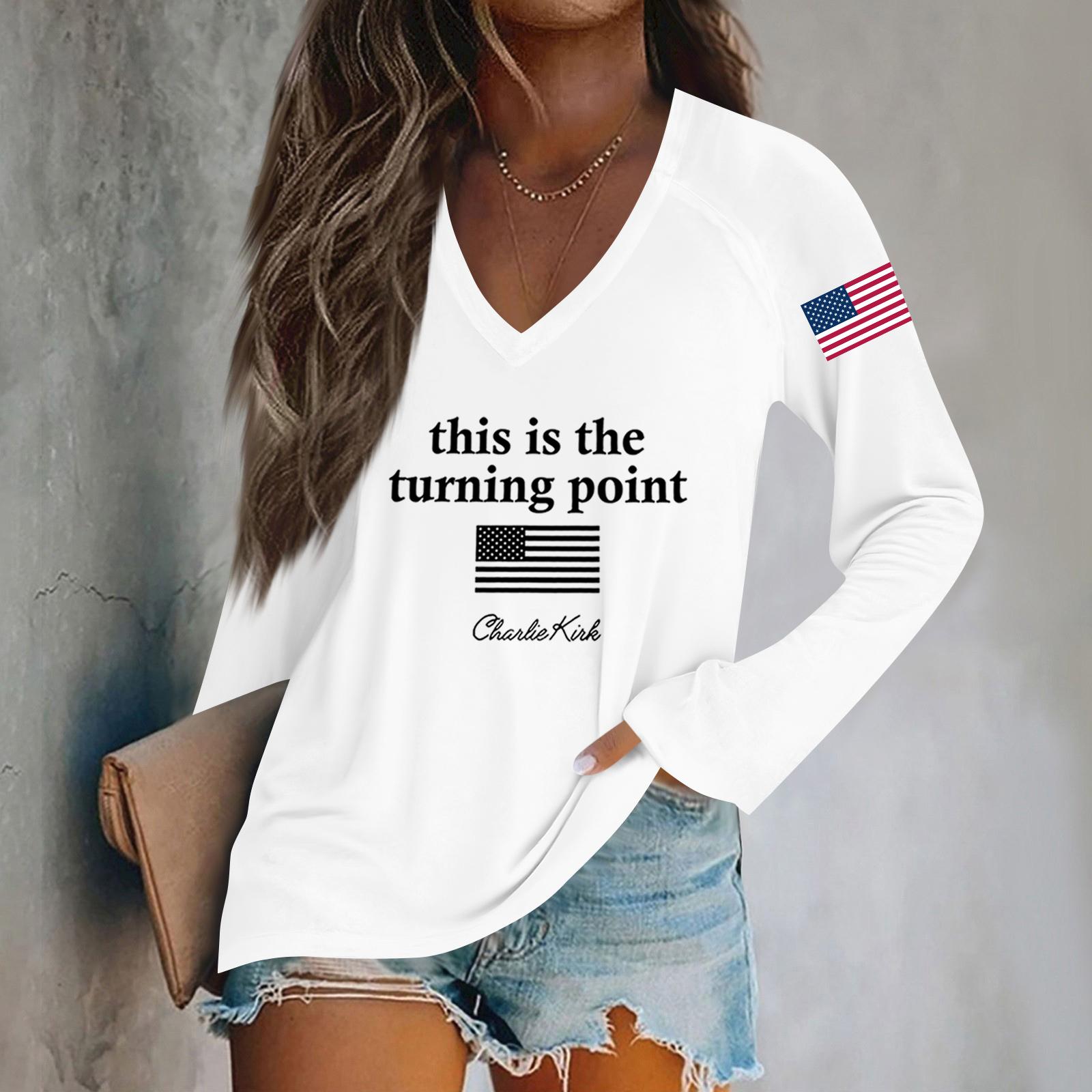 

Женская мода повседневная хэллоуинская принтованная блузка с длинным рукавом и V-образным вырезом M белый