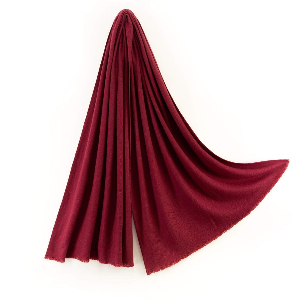 Cashmere Thick Large Stole in a Gift Wine 70x200cm [Pashmina Collection] 100% Box, Red,