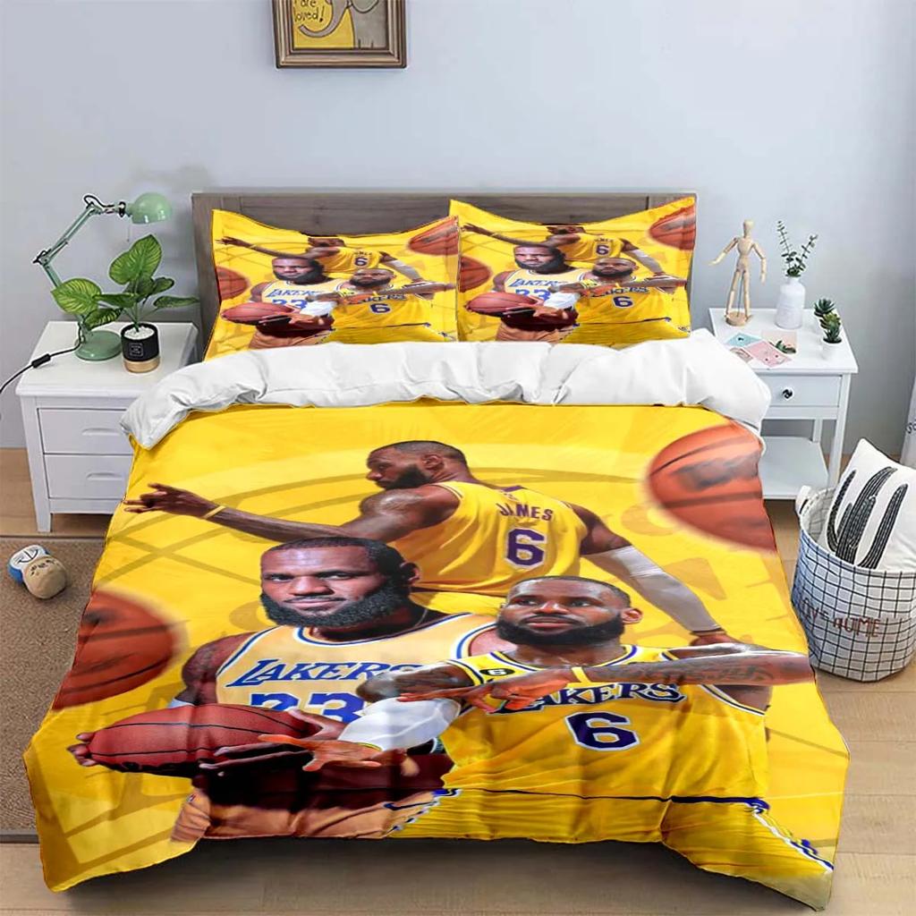 2025 Fashion Basketball Star A-LeBron J-James Printing Bedding Set Duvet Cover Comforter Bed  Youth Kids Girl Boys Birthday Gift