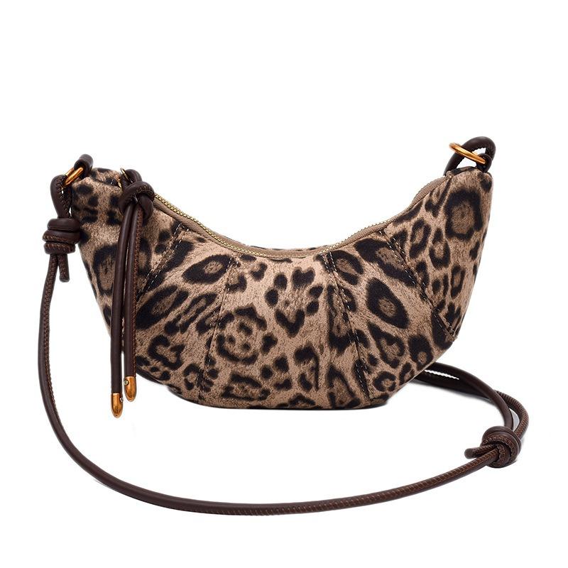 

Высококлассная нишевая модная сумка-пельмень, женская новая ретро-сумка через плечо с леопардовым принтом, персонализированная сумка-мессенджер легкие хаки