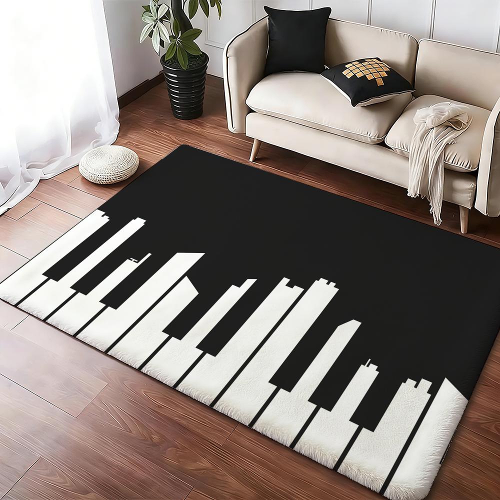 Muzieknoot Piano Patroon Vloermat Gezellige Flanel Zacht Dik Antislip Mat Voor Woonkamer Slaapkamer Keuken Decor Vloerkleden