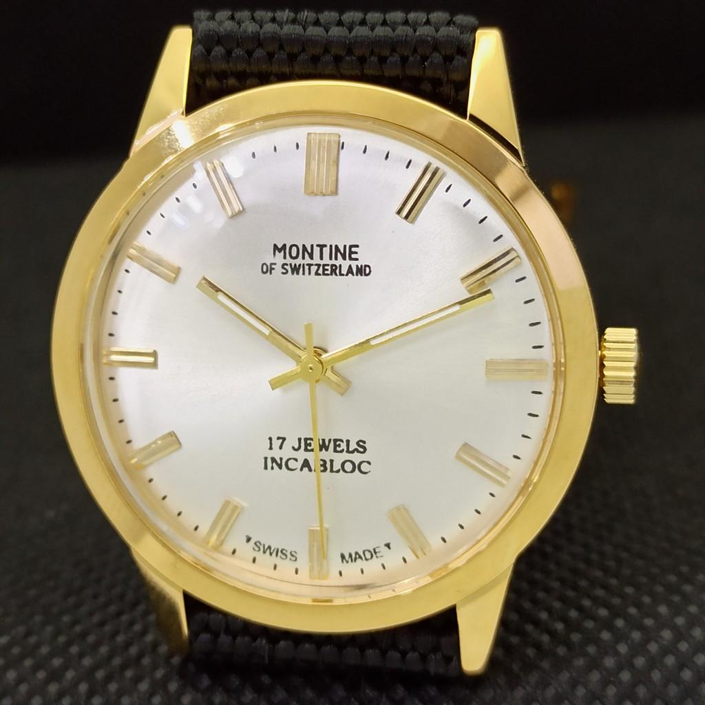 REFURBISHED GOLD PLATED VINTAGE MONTINE 17J WINDING SWISS MENS WATCH A285408-5