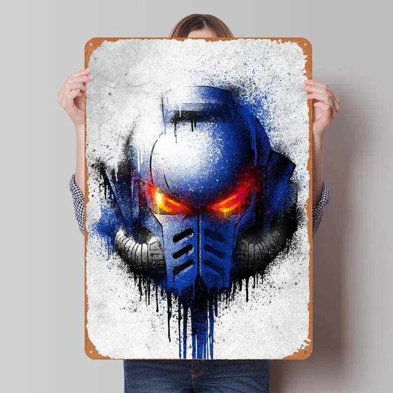 W-Warhammers Metallschild Anpassbare Spieleposter Vintage Heimdekoartikel Retro Blechschild für Gamerzimmer-Dekoration Wand