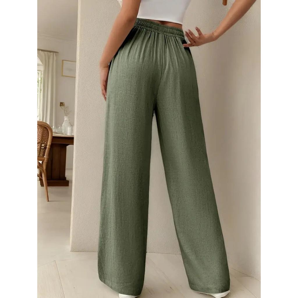 Damskie codzienne francuskie wygodne i modne spodnie z prostą nogawką i szeroką nogawką z kieszeniami dla kobiet