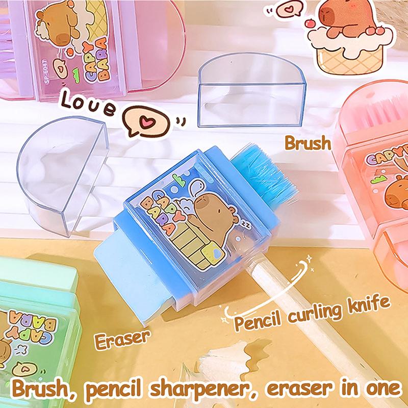Drăguț de desene animate multifuncționale Capybara Eraser Ascuțitor de creion Perie Cadouri pentru copii Kawaii Papetarie pentru studenți Rechizite școlare