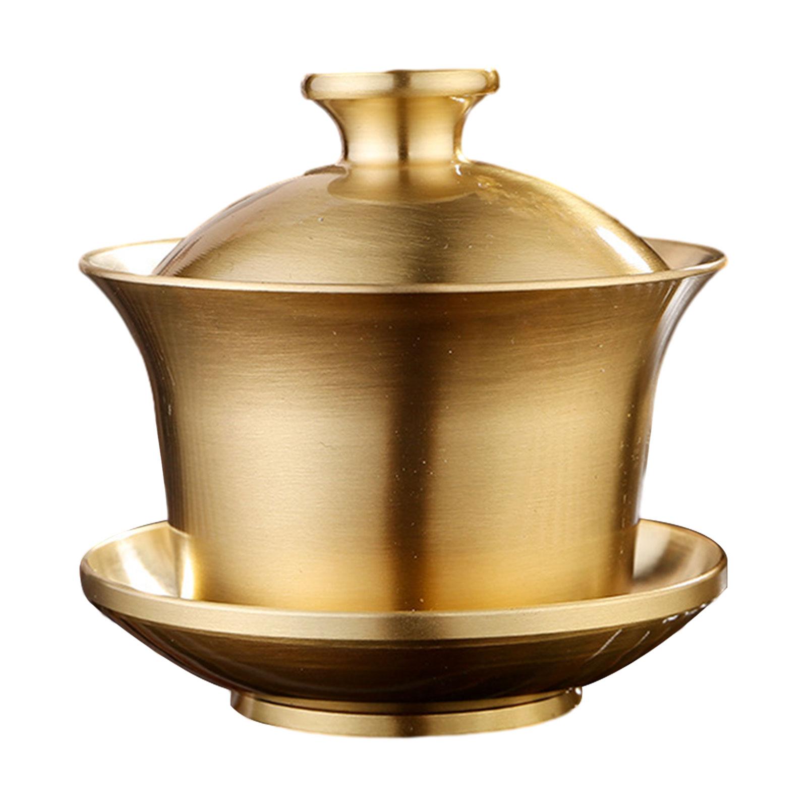 

Чашка и блюдце для чая Кунг-фу Чайная чашка Новогодний подарок Декоративный китайский гайвань Чайный набор Латунь для офиса дома кухни путешествий