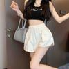 with Pockets High Waist Shorts Fitness Drawstring Short Pants Simple Wide Leg Shorts Women  Ladies